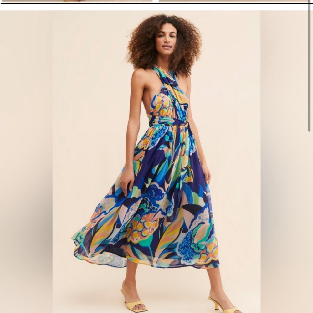 Anthropologie New Farmer Cross Neck Halter Dress
